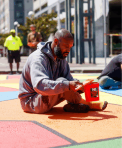 Jared Mitchell painting crosswalk