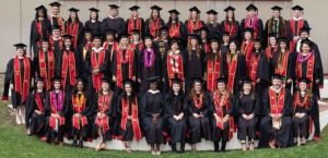 Group photo of USC Bovard College MS in Human Resource Management graduates at commencement